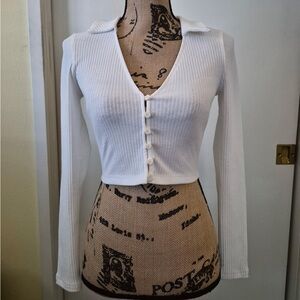 Princess Polly White Ribbed Crop Top